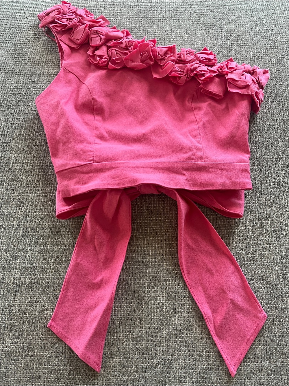 DO+BE Pink One-Shoulder Ruffle Crop Top